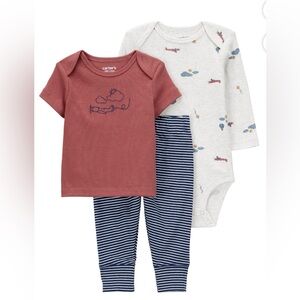 Carter's Child of Mine Blue/Red Airplanes Baby Boy 3 Pc Outfit
